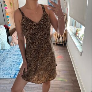 neiman marcus leopard print silk vintage slip dress size small